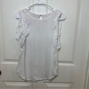 White Ruffled Sleeve Blouse